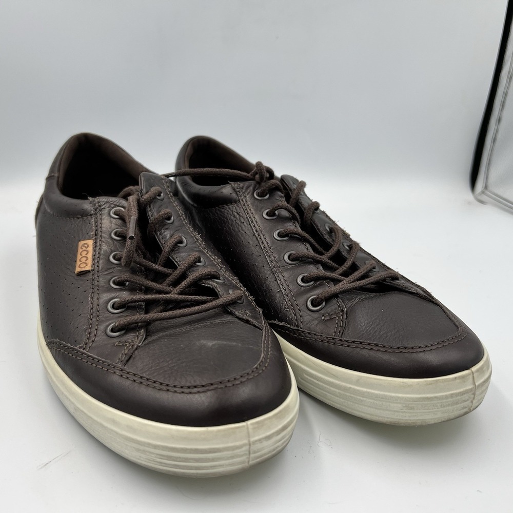 ECCO Soft 7 Sneakers Shoes Dark Brown Everyday Leather Mens Size EU 42 US 8 8.5
